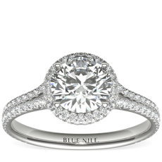 Blue Nile Studio Cambridge Halo Diamond Engagement Ring in Platinum (0.49 ct. tw.)